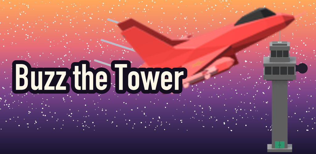 Dogfight: Buzz the Tower — a fighter jet banks past the control tower at dusk
